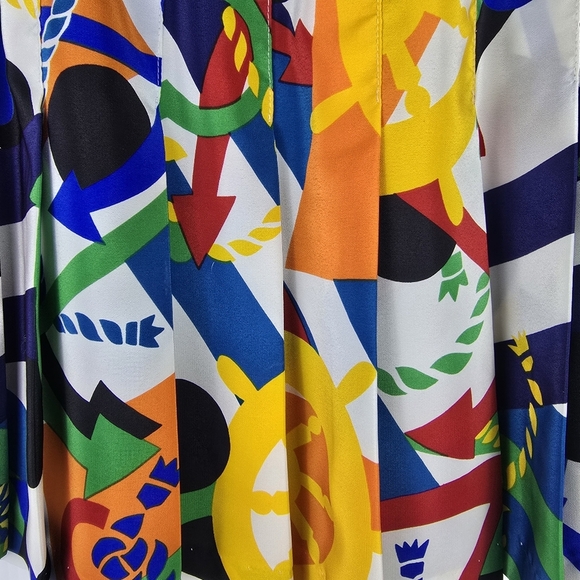 Tail Vintage Nautical Print Pleated Polyester Pleated Mini Skirt Bright Size 6 - Picture 3 of 6